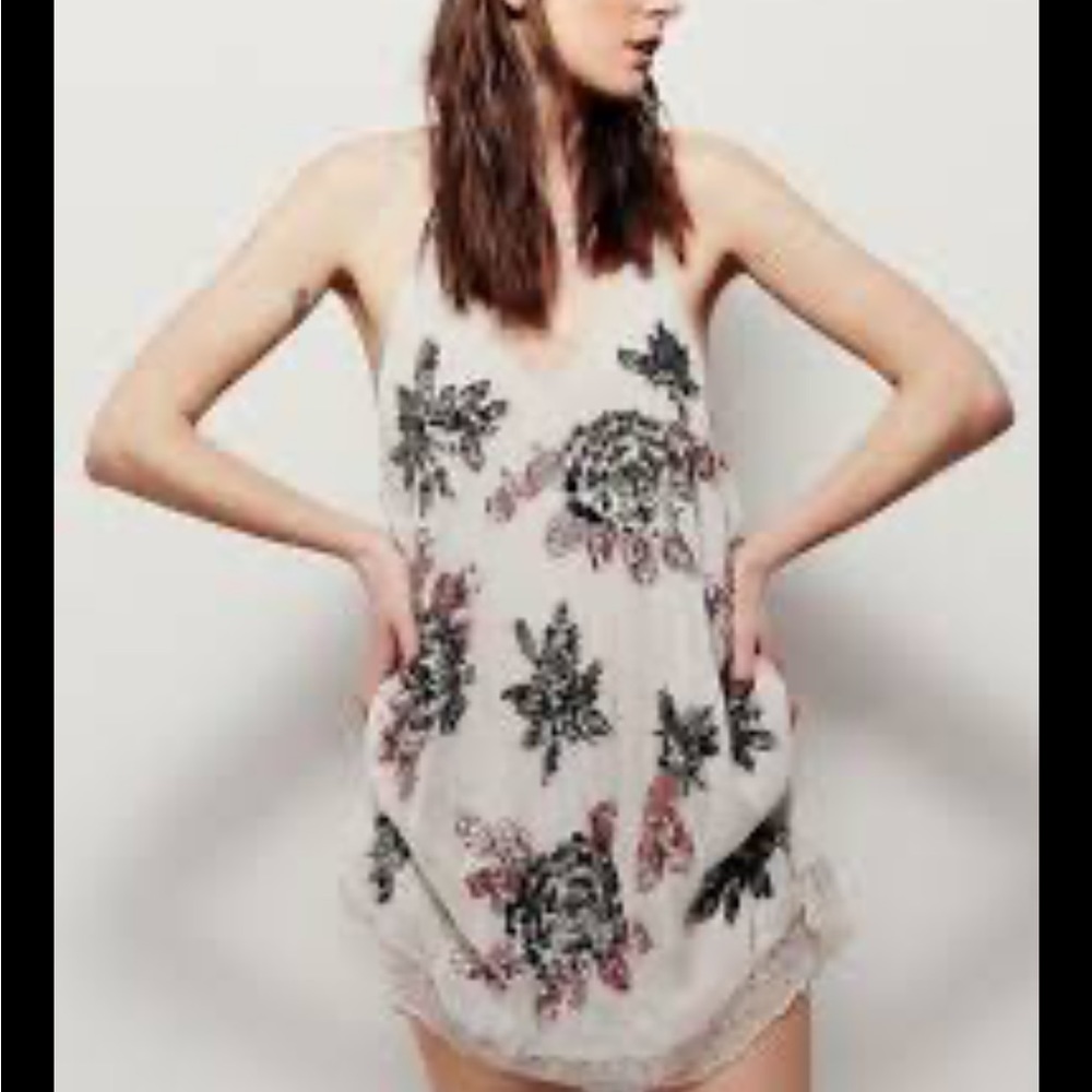 Free people lace and embroidered with sequin mini dress